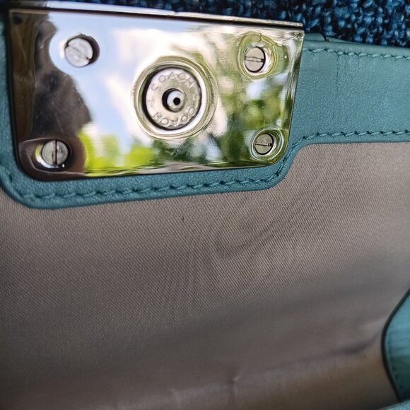 Coach Clutch, Blue, Kristen Signature OP Art Wristlet - Picture 5 of 14